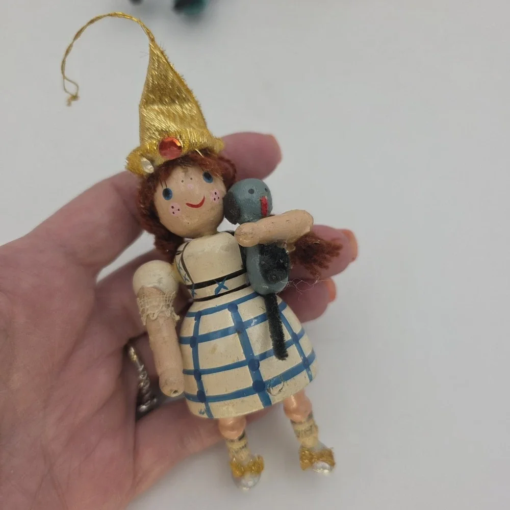 VTG Kurt Adler Wizard Of Oz Christmas Ornaments Dorothy Scarecrow Lion Wood READ
